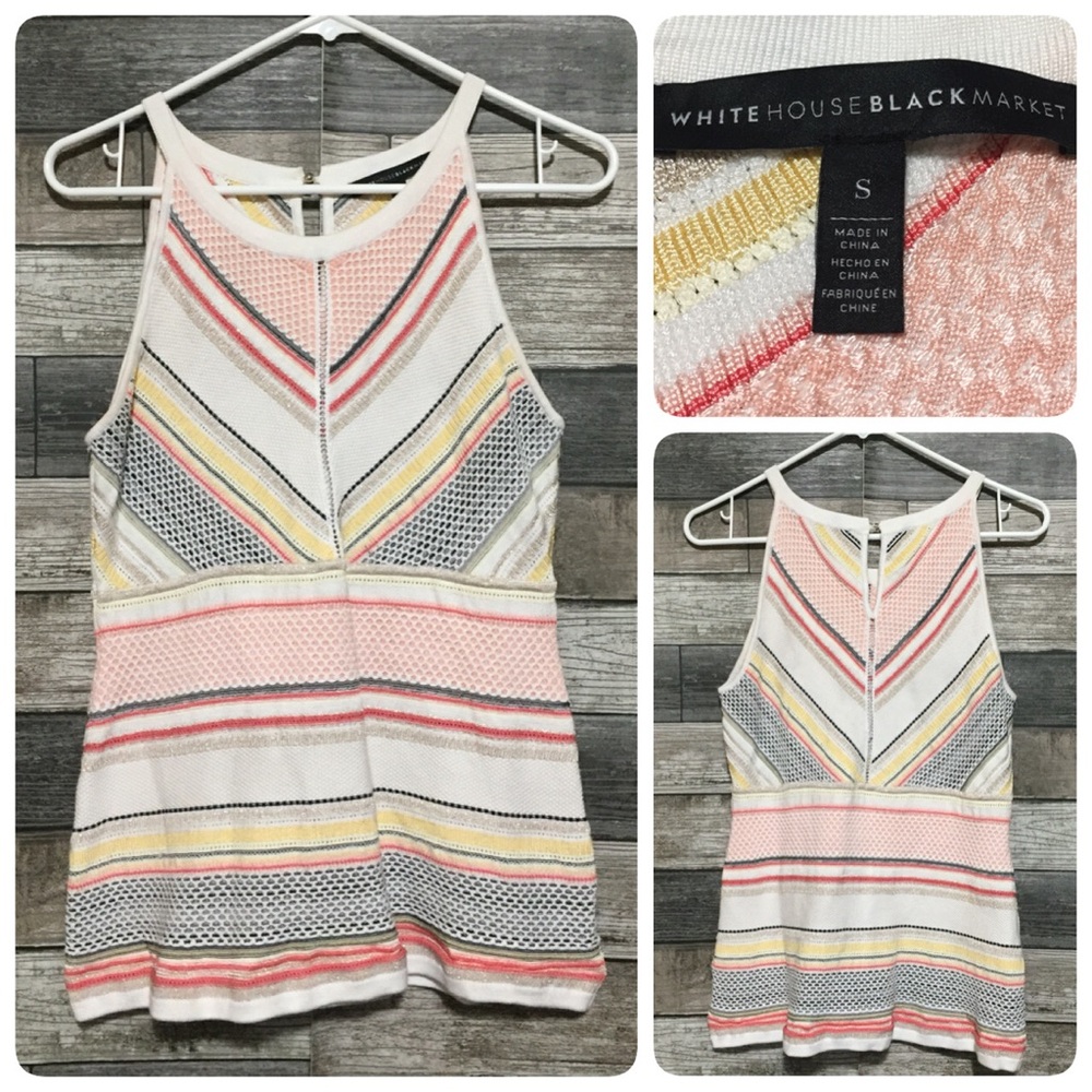 White House Black Market Sweater Tank Top Women’s S Knit Stripe (Read)
